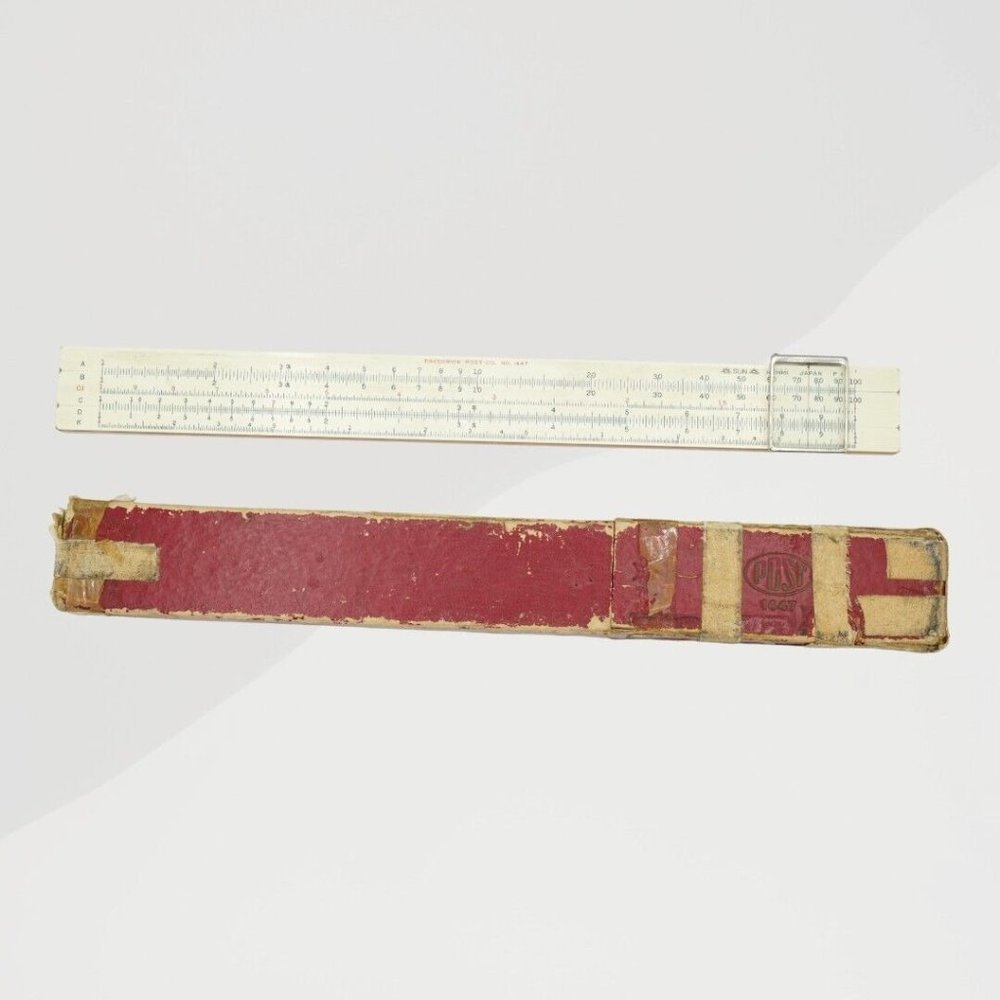 Vintage Frederick Post Co. 1447 Bamboo Slide Rule Hemmi Japanese Original Box